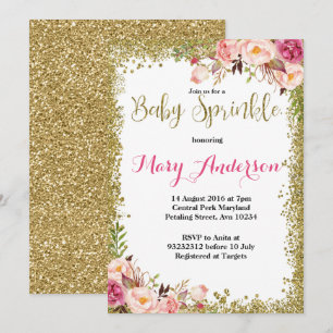Rosa Gold Baby Sprinkle Einladungen