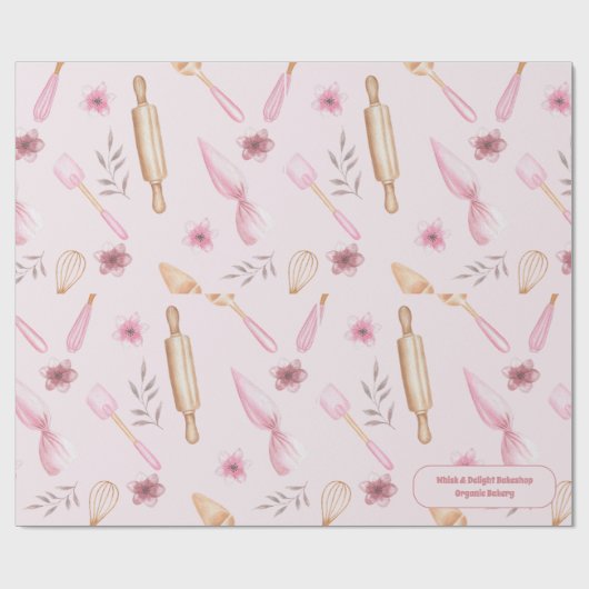 Rosa & Gold Backen & Backen Utensidische Bäckerei Geschenkpapier (Flach)