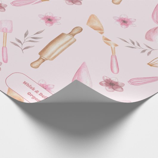 Rosa & Gold Backen & Backen Utensidische Bäckerei Geschenkpapier (Ecke)