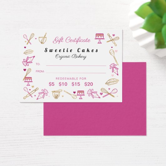 Rosa Gold Backen Kochkunst Geschenkgutschein (Schreibtisch)