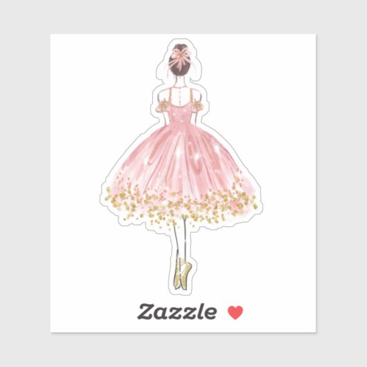 Rosa/Gold Ballerina Schnitt Vinyl Sticker (Blatt)