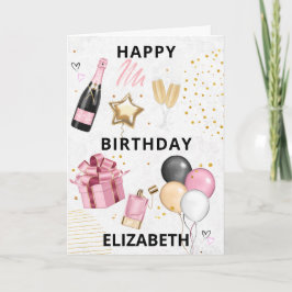 Rosa Gold Balloons Glückliche Geburtstagskarte Feiertagskarte