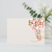 Rosa Gold Bärenballons Blank Girl Enclosure Card Begleitkarte (Stehend Vorderseite)