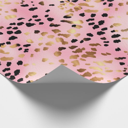 Rosa Gold Black Leopard Print Geschenkpapier (Ecke)
