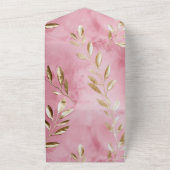 Rosa Gold Blätter Hochzeit All In One Einladung (Außenbereich)