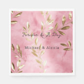 Rosa Gold Blätter Hochzeit Serviette (Vorderseite)