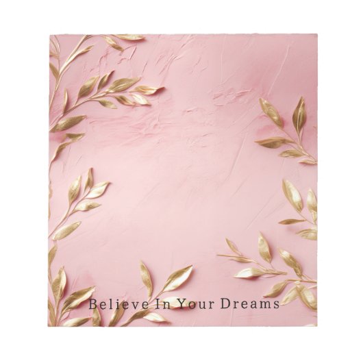 Rosa Gold-Blätter Notizblock (Vorderseite)