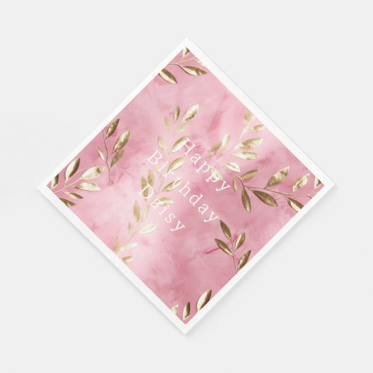 Rosa Gold-Blätter Serviette (Ecke)