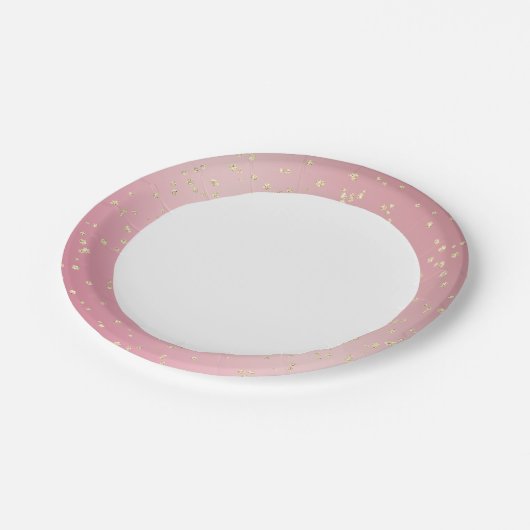 Rosa Gold Bling Geburtstag Pappteller (Schrägansicht)