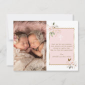 Rosa Gold Blume Foto Girls Twins Taufe Dankeskarte (Vorderseite)