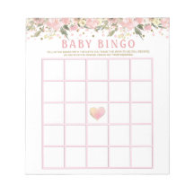 Rosa Gold Blumen Baby Shower Bingo Spielkarten