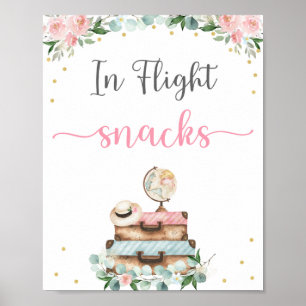 Rosa Gold Blumen Hochzeits-Snack-Schild für Reise Poster