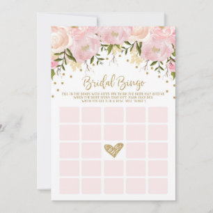 Rosa Gold Blumen Hochzeitsdusche Bingo Spiel