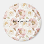 Rosa Gold Blumenmuster Magnet (Vorne)