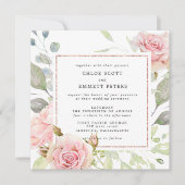 Rosa-Gold-Blumenzettel Einladung (Vorderseite)