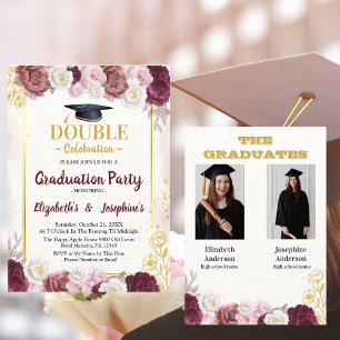 Rosa Gold Blush Joint Graduation Party 2 Fotos Einladung