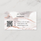 Rosa-Gold-Blush-Pink-Achat-Marmor-QR-Code Visitenkarte (Rückseite)