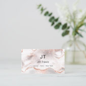 Rosa-Gold-Blush-Pink-Achat-Marmor-QR-Code Visitenkarte (Stehend Vorderseite)