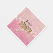 Rosa Gold Bokeh Glitter Geburtstag Serviette (Ecke)