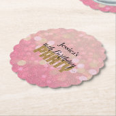 Rosa Gold Bokeh Glitter Geburtstag Untersetzer (angewinkelt)