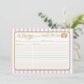 Rosa Gold Brautparty Rezept Card (Stehend Vorderseite)