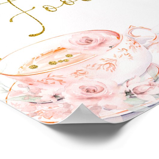 Rosa Gold Brautparty Tee Party Poster (Ecke)