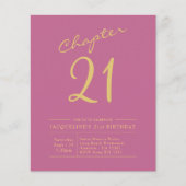 Rosa Gold Budget 21. Geburtstag Einladung Flyer (Vorne)
