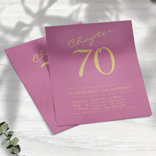 Rosa Gold Budget 70. Geburtstag Einladung Flyer