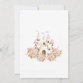 Rosa Gold Burg Princess Foto 1. Geburtstag Einladung (Rückseite)