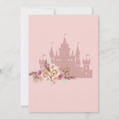 Rosa Gold Burg Prinzessin 1. Geburtstag Einladung (Rückseite)