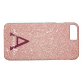 Rosa-Gold-Burgund-Glitzer-Sparkon-Monogramm Case-Mate iPhone Hülle (Rückseite (Horizontal))