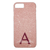 Rosa-Gold-Burgund-Glitzer-Sparkon-Monogramm Case-Mate iPhone Hülle (Rückseite)