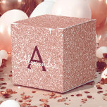 Rosa Gold Burgund Glitzer und Sparkle Monogramm Geschenkschachtel<br><div class="desc">Rosa Rose Gold und Burgund Imitate Glitzer und sparkle Elegante Geschenkboxen. Diese Geschenkboxen kann individuell auf Ihren Vor- und Vornamen abgestimmt werden und macht eine großartige Geschenkboxen für Geburtstag,  Junggeselinnen-Abschied,  Brautparty oder Babydusche.</div>