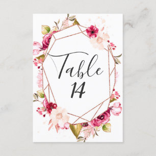 Rosa Gold Burgund & Rosa Hochzeitstischnummern Einladung