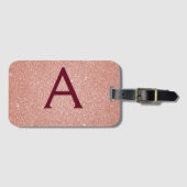 Rosa-Gold-Burgund-Sparkle-Glitzer Monogram Gepäckanhänger (Vorderseite (Horizontal))