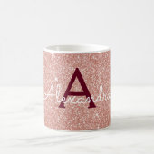 Rosa-Gold-Burgund-Sparkle-Glitzer Monogram Kaffeetasse (Mittel)