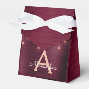 Rosa Gold Burgundy Sparkle Monogram Geschenkschachtel