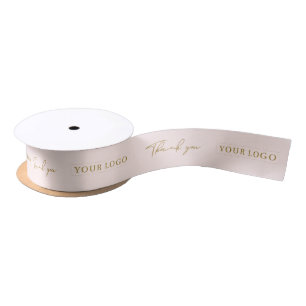 Rosa & Gold Business-Logo Vielen Dank Verpackung Satinband