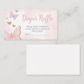 Rosa Gold Butterfly Frühjahr Windeln Raffel Begleitkarte (Vorne/Hinten)