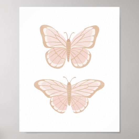 Rosa Gold Butterfly Girls Zimmerdekor Poster (Vorne)