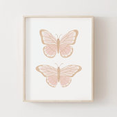 Rosa Gold Butterfly Girls Zimmerdekor Poster