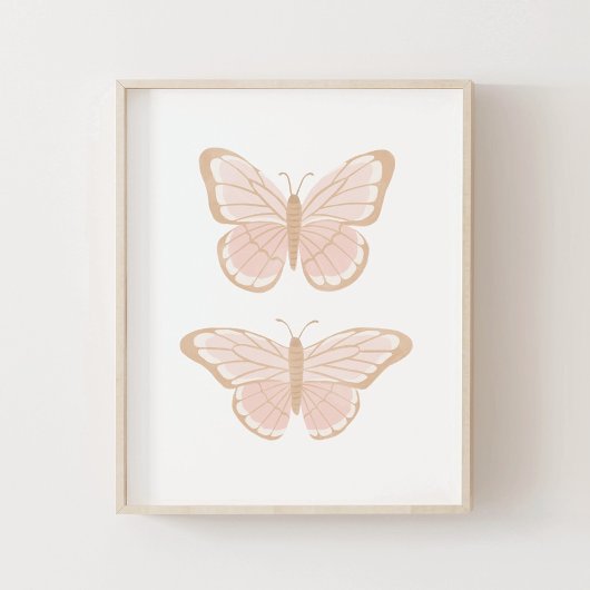 Rosa Gold Butterfly Girls Zimmerdekor Poster