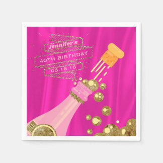 Rosa Gold Champagne Elegantes Geburtstagsparty Pap Serviette