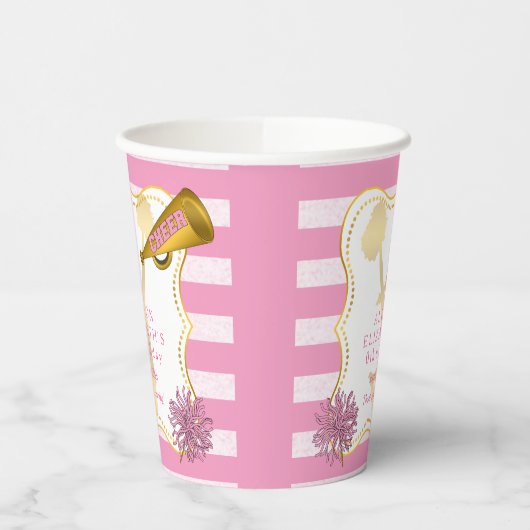 Rosa | Gold Cheerleader Girl Birthday Party Pappbecher (Links)