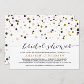 Rosa & Gold Confetti Dots Bridal Dusche Einladung (Vorne/Hinten)