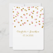 Rosa Gold Confetti Einladungen für Hochzeiten (Vorderseite)