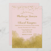 Rosa Gold Confetti Hochzeit Einladung Elegante (Vorne/Hinten)