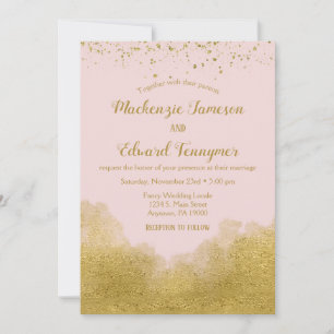 Rosa Gold Confetti Hochzeit Einladung Elegante