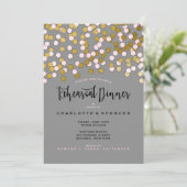 Rosa| Gold Confetti Hochzeit Probe Dinner Einladung (Stehend Vorderseite)