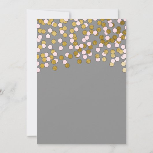 Rosa| Gold Confetti Hochzeit Probe Dinner Einladung (Rückseite)
